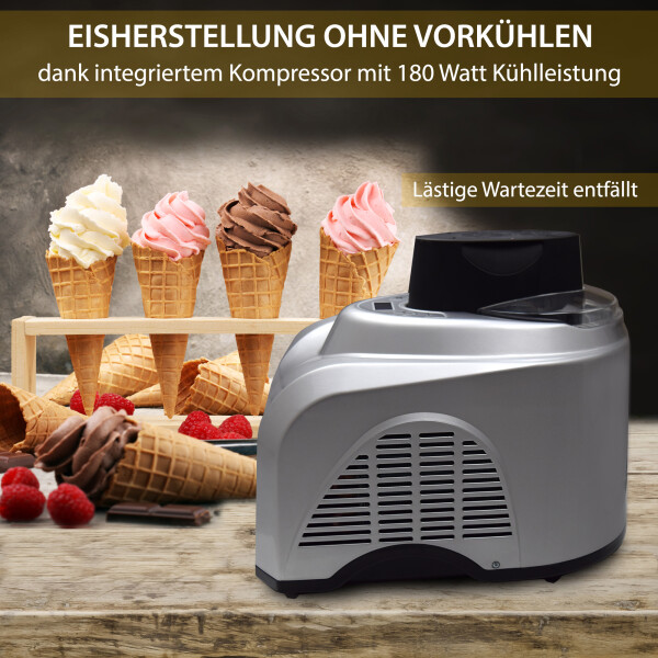 1,0 l Eismaschine mit Kompressor Zentoria Eiscreme Maschine Eisbereit