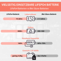 40Ah 12V Lifepo 4 Lithium Batterie | Akku mit BMS, Bluetooth