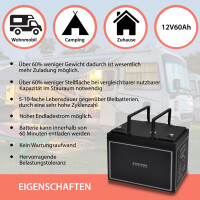 60Ah 12V Lifepo 4 Lithium Batterie | Akku mit BMS, Bluetooth